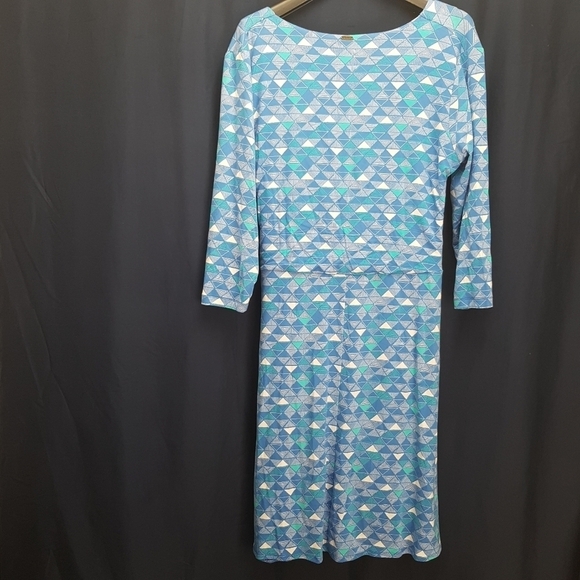 Hatley womens dress size Large 3/4 sleeves blue, teal & white diamond de… - Picture 2 of 5